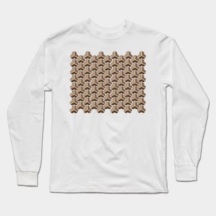 Brown Triangle Tesselation Pattern Long Sleeve T-Shirt